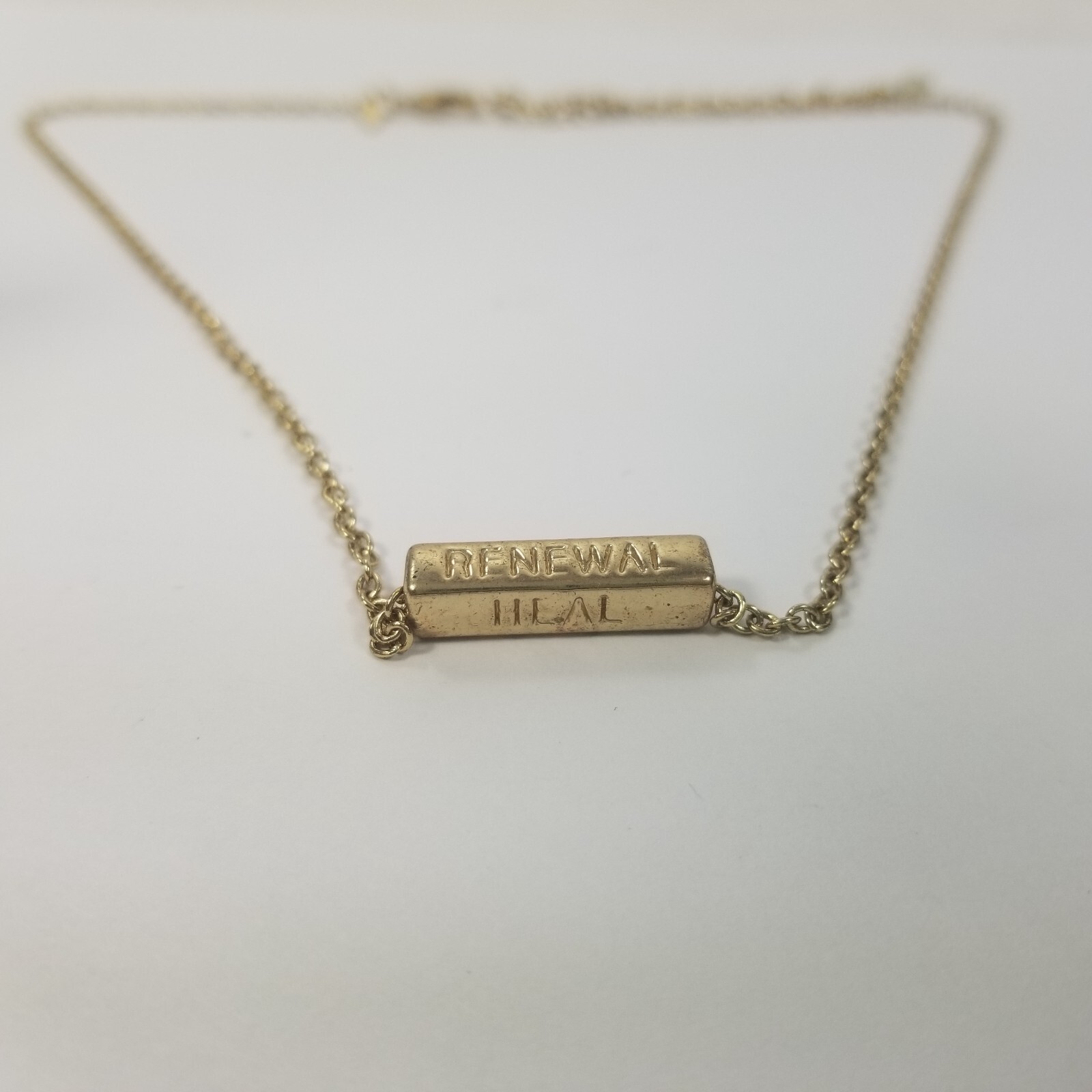 HEAL BALANCE STRENGTH RENEWAL Necklace – Inspirational Gold Tone NRQ