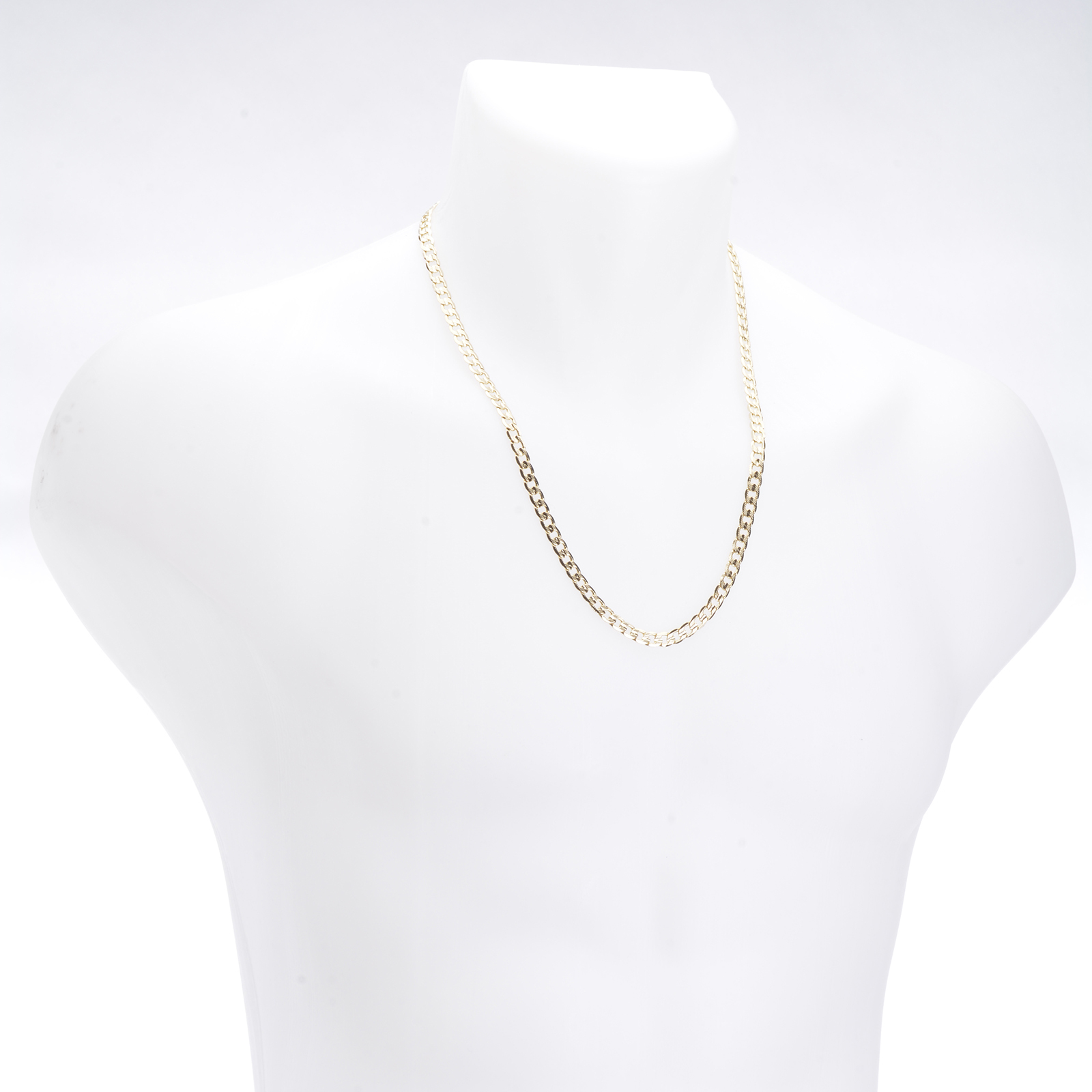 Solid Men’s 14K Gold Plated 5mm / 24″ Cut Concave Cuban Link Chain Necklace