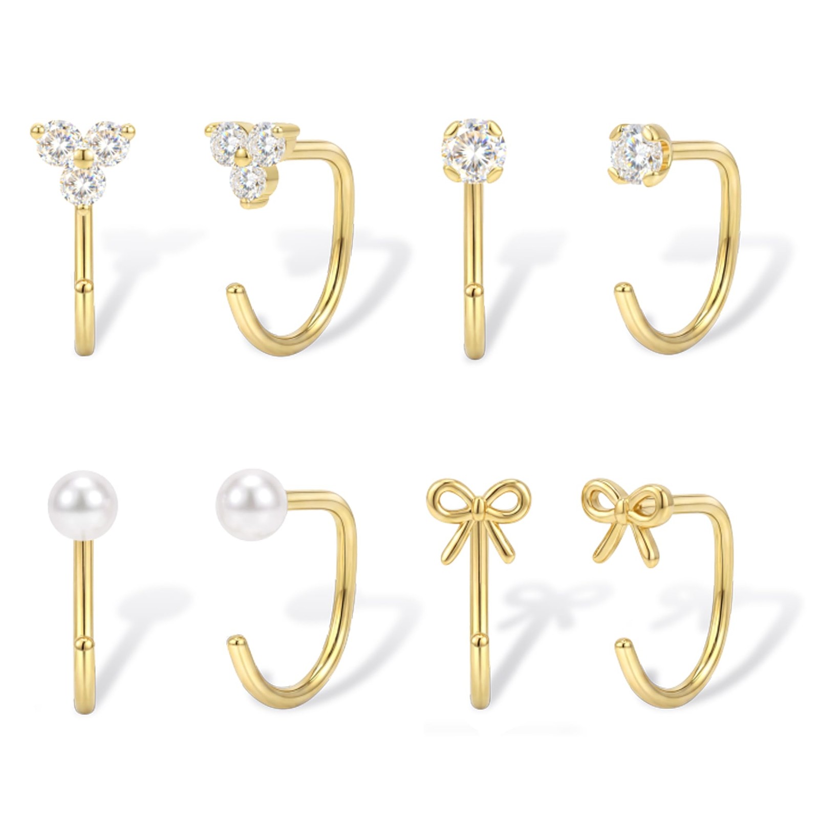 Half Hoop Huggie Earrings for Women Gold Silver Plated Ardant Backless Earrings