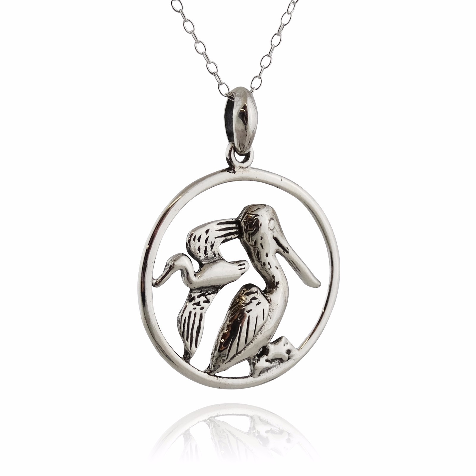 Pelican Necklace – 925 Sterling Silver – Pendant Surf Beach Birds Pelicans