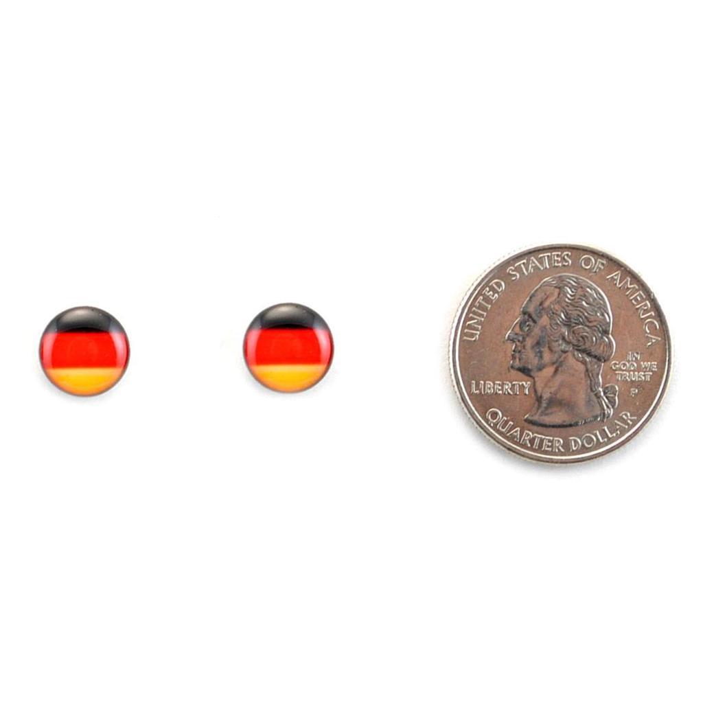 GERMAN PRIDE FLAG POST EARRINGS 10mm Stinless Steel Stud Pair Germany NEW Gift