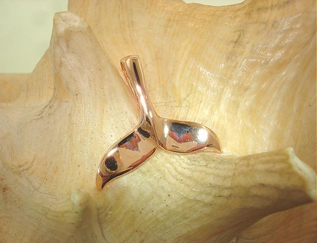 26mm Rose Gold Plated 925 STER Silver Hawaiian Humpback Whale Tail Pendant #1