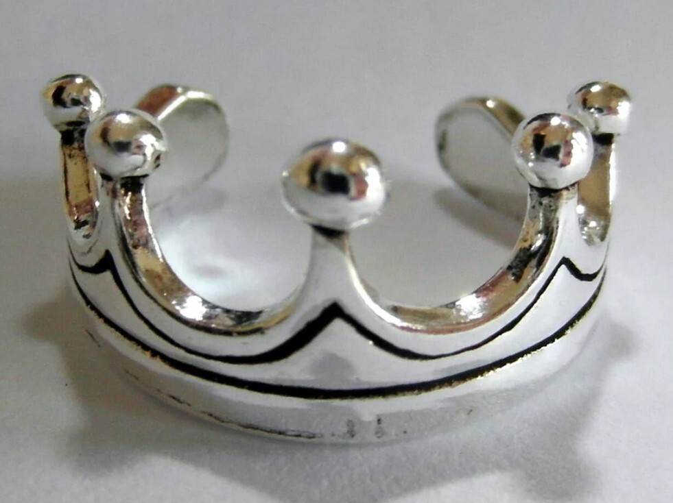 Valentine Gift For Women’s Solid Metal 925 Silver Cute Adjustable Crown Toe Ring