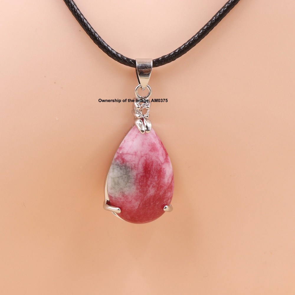 NEW White Alloy Heating Jade Pendant For Women Men Pink Jade Pendant