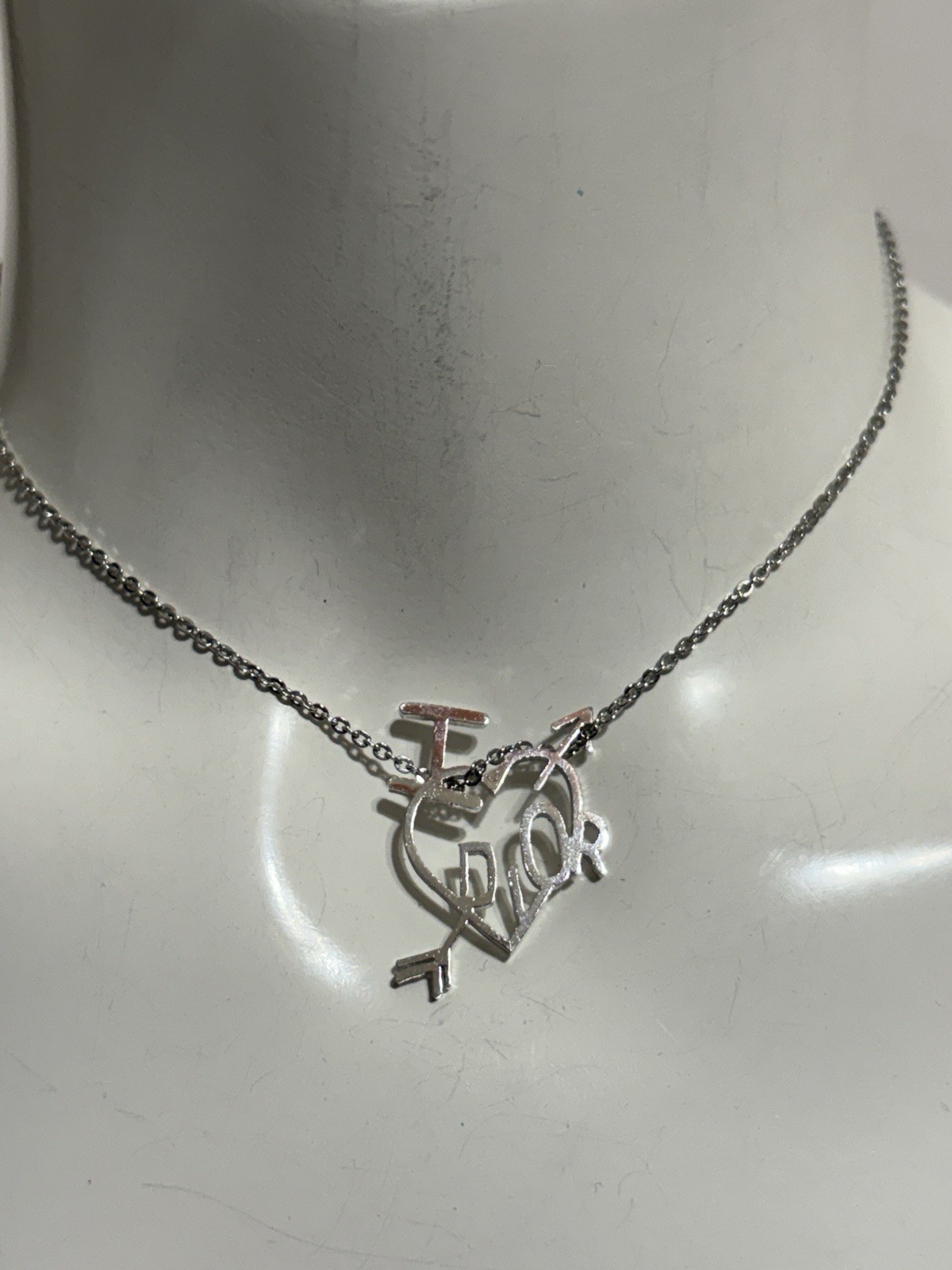 Vtg Christian Dior By John Galliano Silver Heart Necklace
