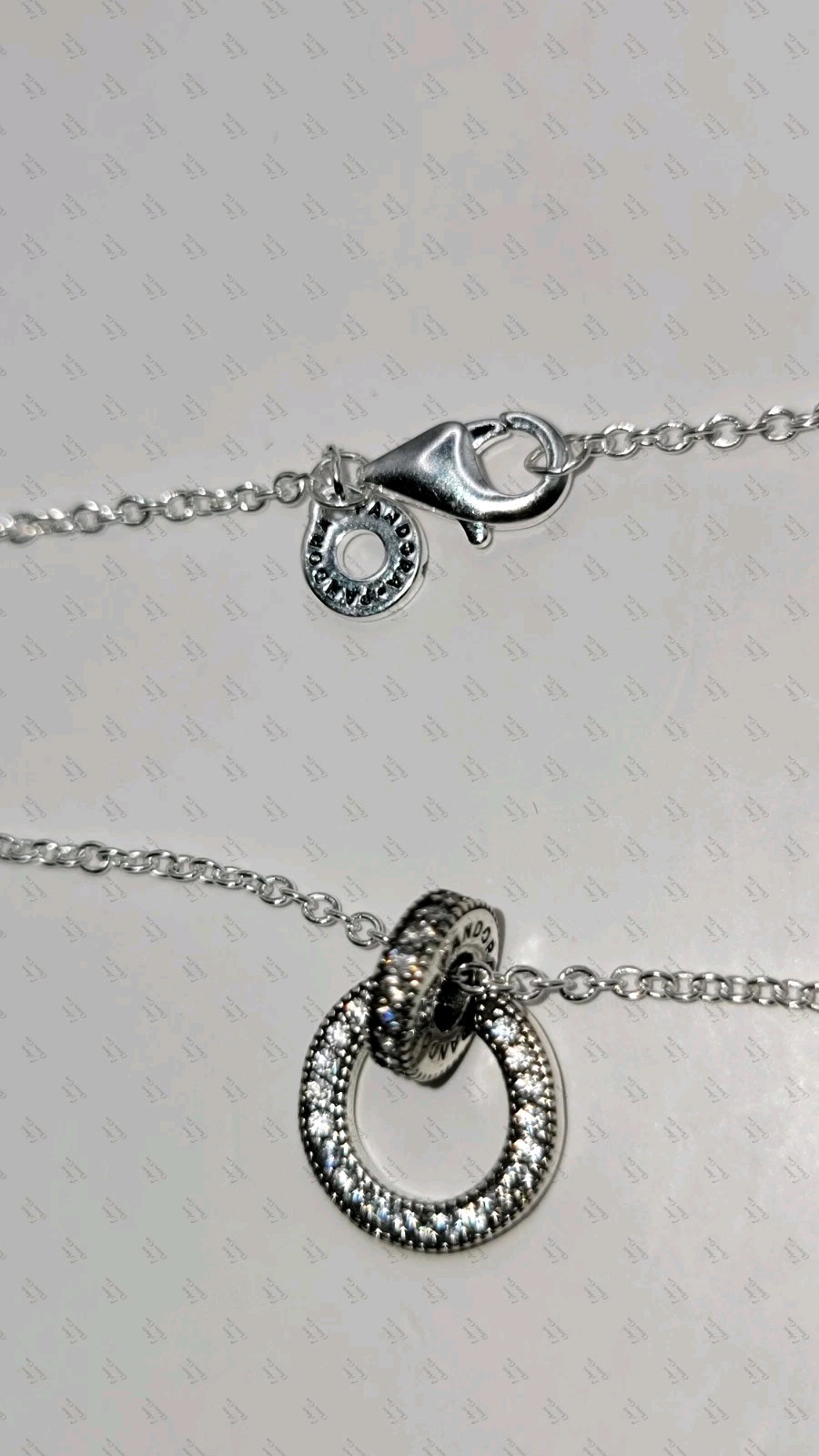 Authentic Pandora Double Circle Pendant & Necklace Sterling Silver w/ Box Z12