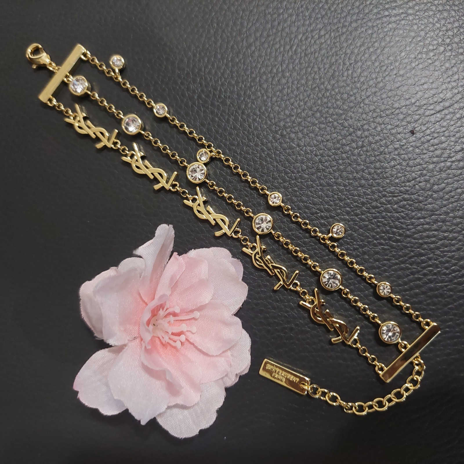 YSL Saint Laurent Cassandre Chain Logo Monogram Gold Bracelet