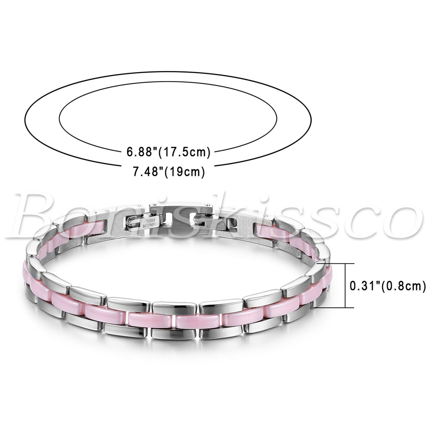 Women’s Girls Charm Stainless Steel Ceramic Bracelet Healthy Chain Link Gift