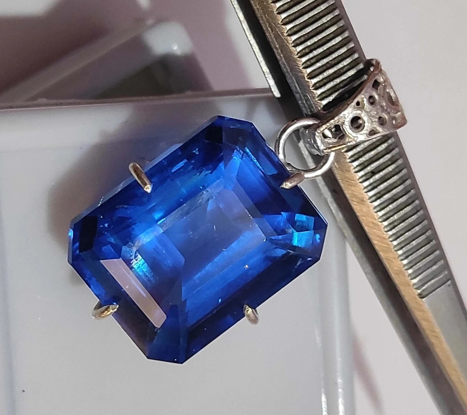 Natural 35 Ct Blue Sapphire Certified Emerald in Silver Loose Pendant Gems