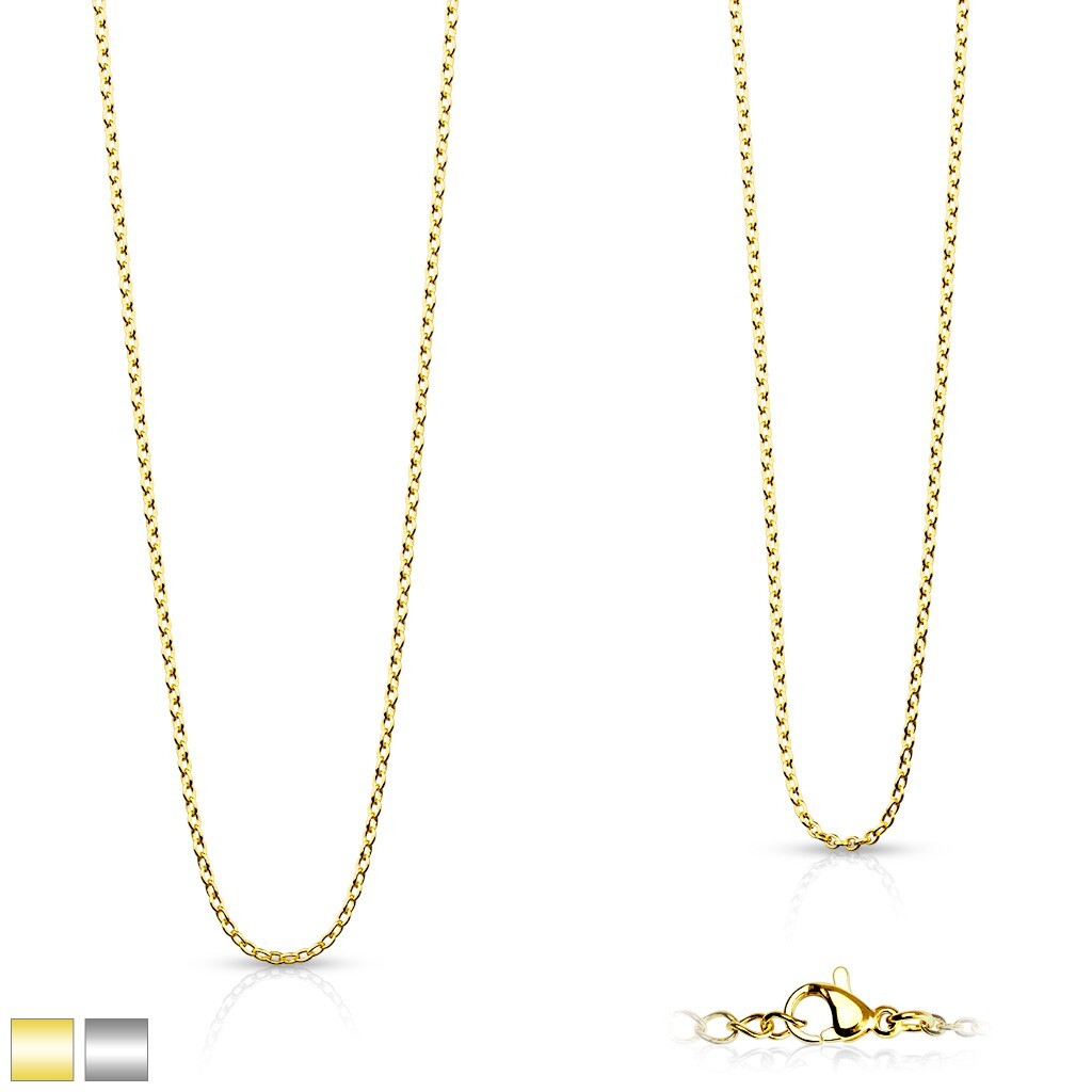 Stainless Steel Fine Cross Rolo Link Chain Necklace