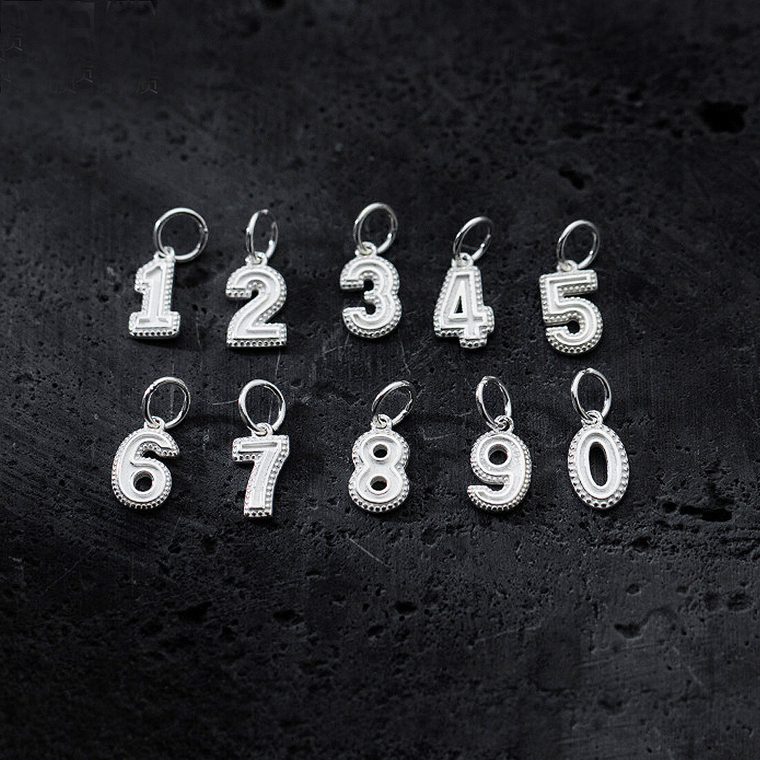 925 Sterling Silver Digital Number Dangle Charm A2659