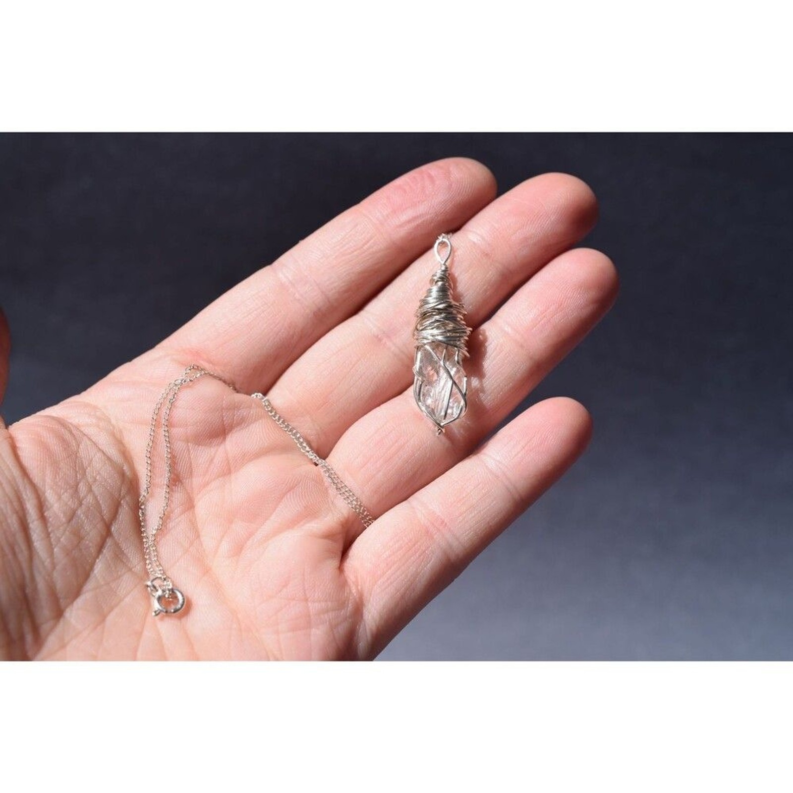 Sterling Silver Raw Diamond Necklace, Rough Diamond Necklace, Uncut Diamond Neck