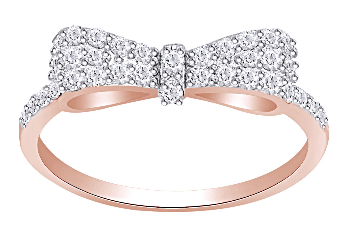 Simulated Diamond Ribbon Bow Promise Wedding Ring For Women’s Solid 925 Sterling