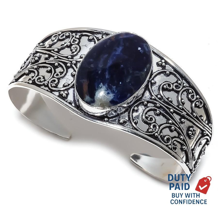 925 Silver orange sodalite Engagement Birthday Ethnic Anniversary Cuff Bracelet