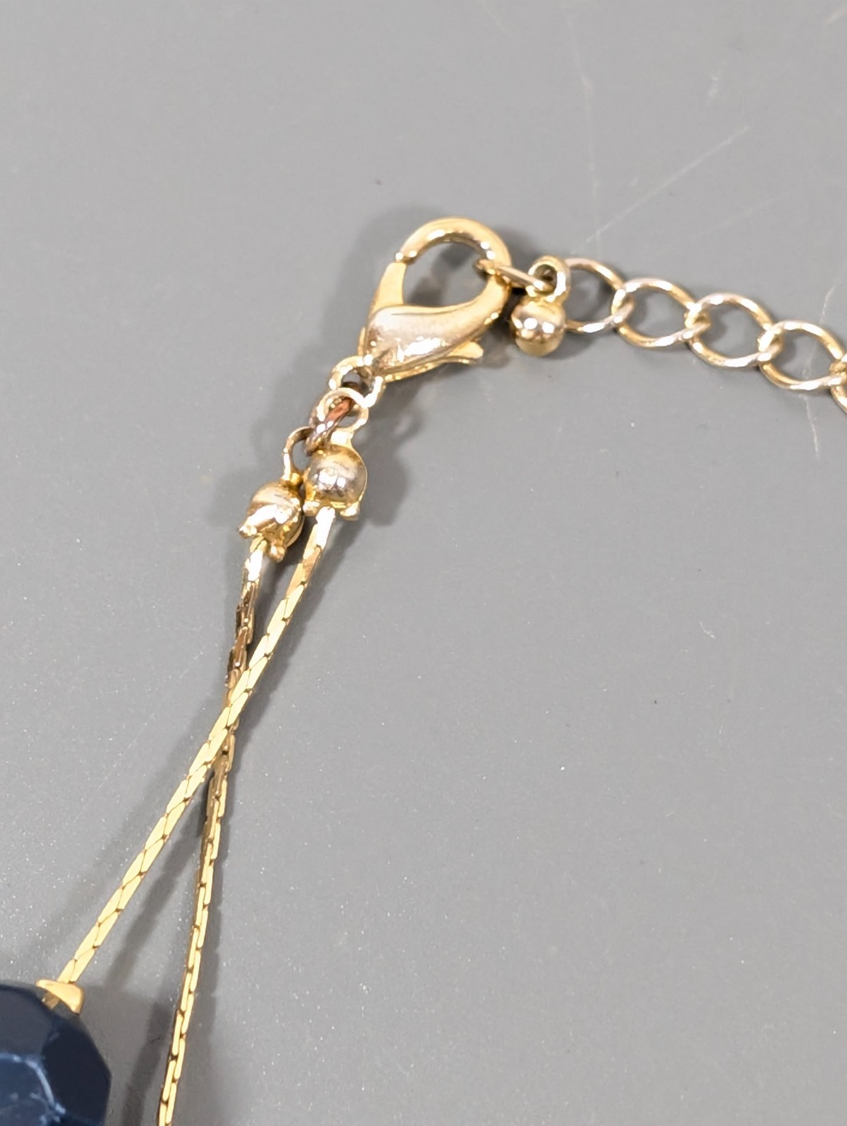 Coastal Chic Blue Gold Tone Filigree Ball Double Chain Bracelet 9 in