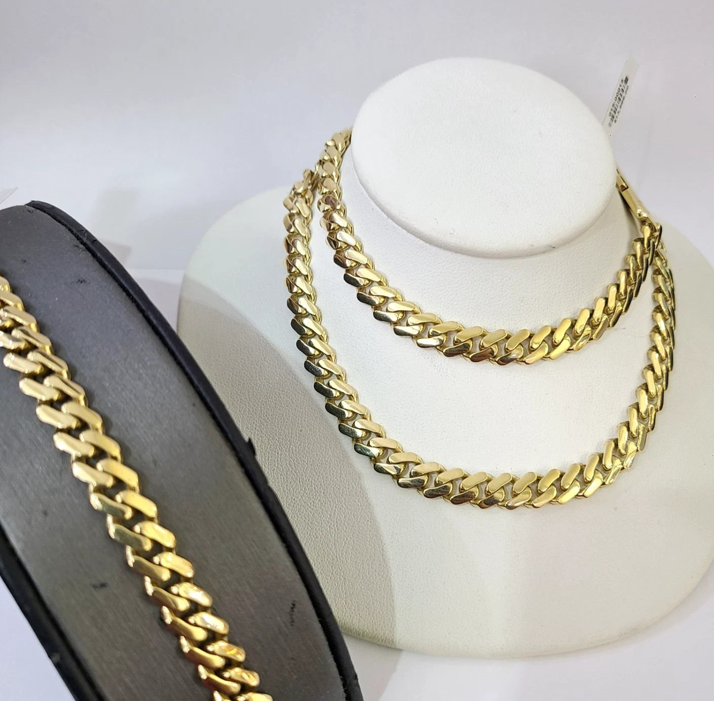 10k Yellow Gold Royal Monaco Chain 8mm Necklace Bracelet Set Real Men Women