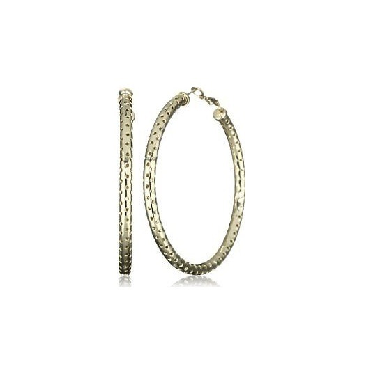 JULES SMITH – Swiss Miss Perforated Hoop Earrings in Silver Steel Drop Dangle