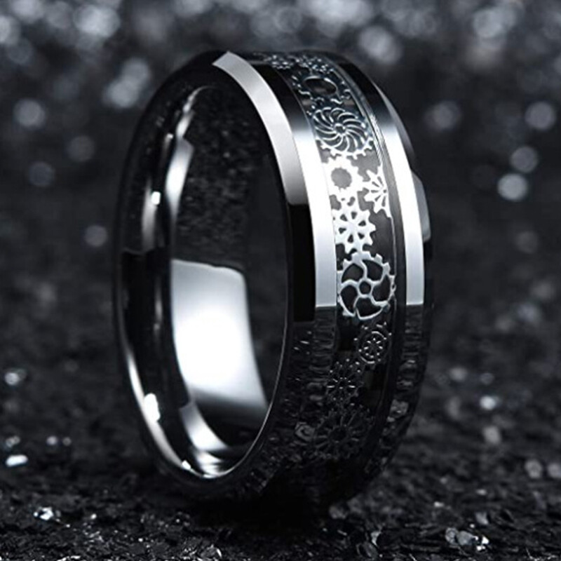 Unique Gear Ring Men Stainless Steel Titanium Gold Silver Black Ring Sizes 6-13⇓