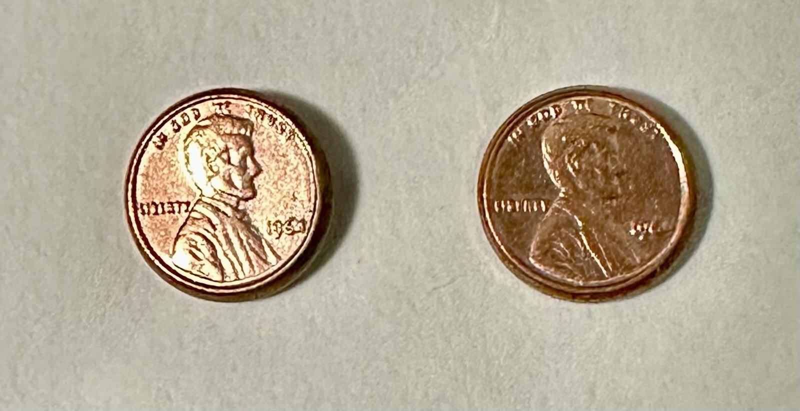 Miniature Lincoln Head Penny Pierced Earrings Small 3/8″ Studs “1964”