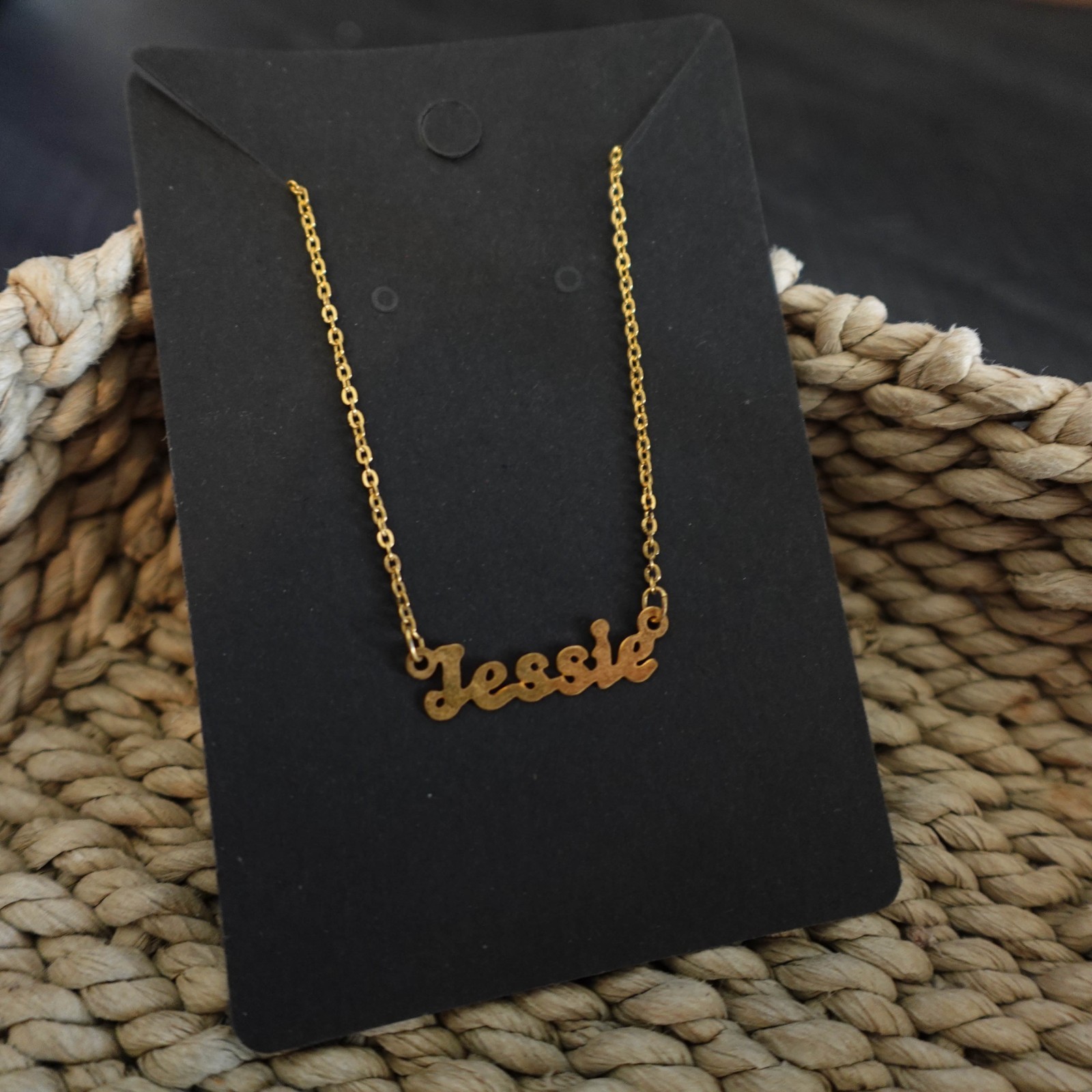 Jessie 14″ Personalized Choker Necklace Gold Tone Dainty Delicate Name Gift