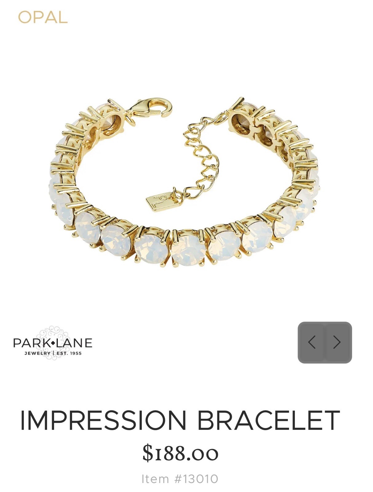 Park Lane “OPAL” Impression Bracelet *New IN Box”