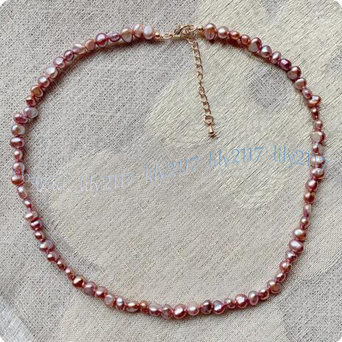 Small 4-5mm Genuine Natural Multicolor Freshwater Baroque Pearl Necklace 14-48”