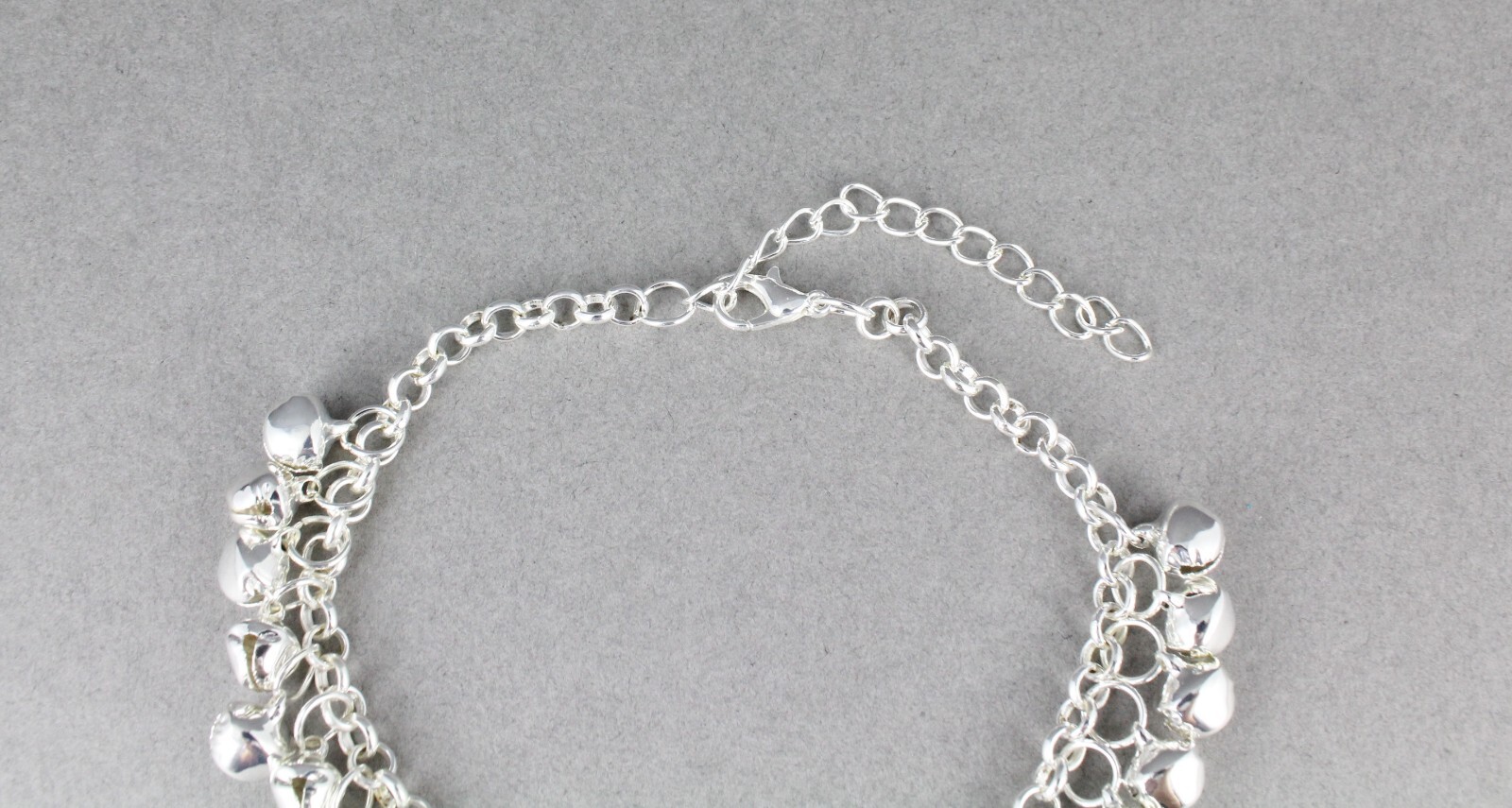 silver jingle bells adjustable anklet ankle bracelet belly dancer 8-10″ long