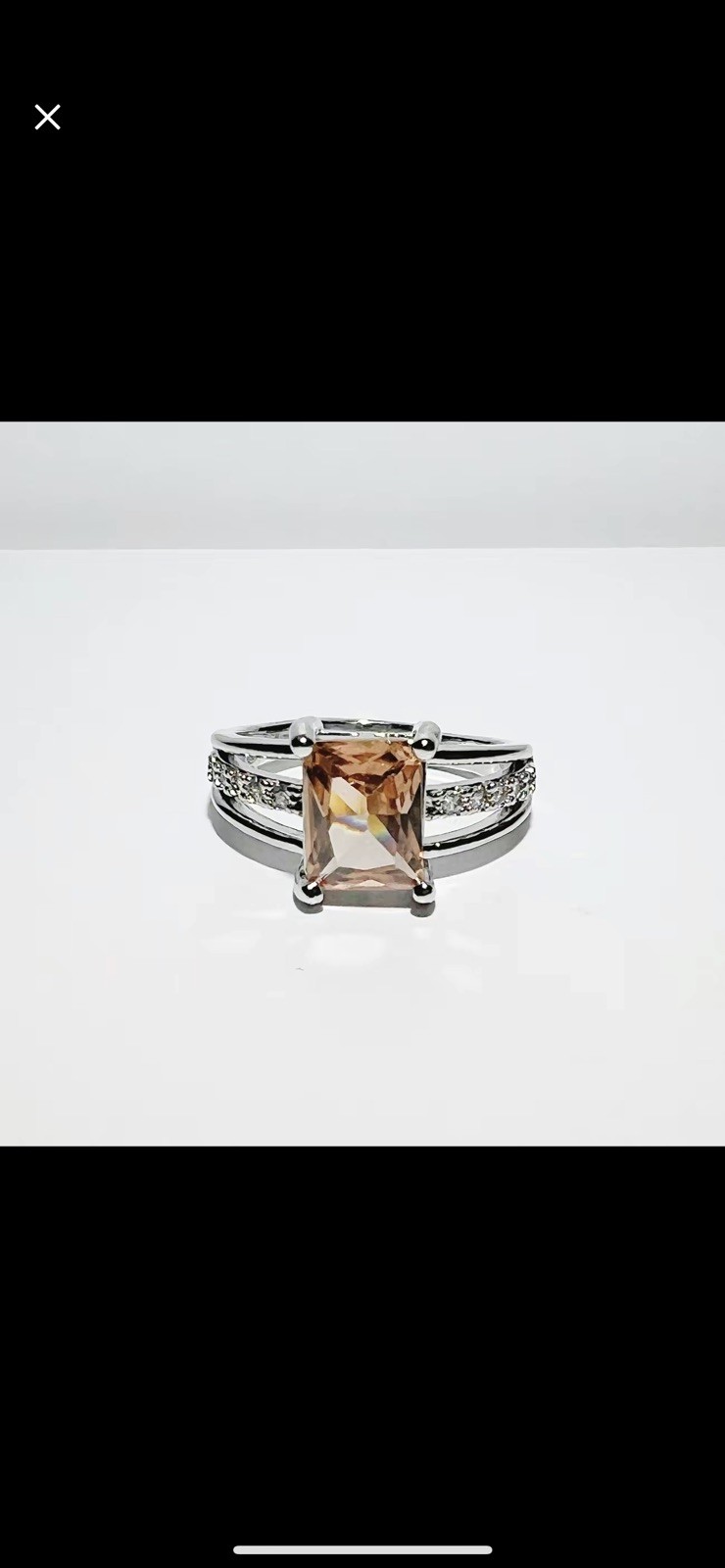 Missy’s Many Treasures Silver Tone Band adjustable Brown Rectangular Crystal