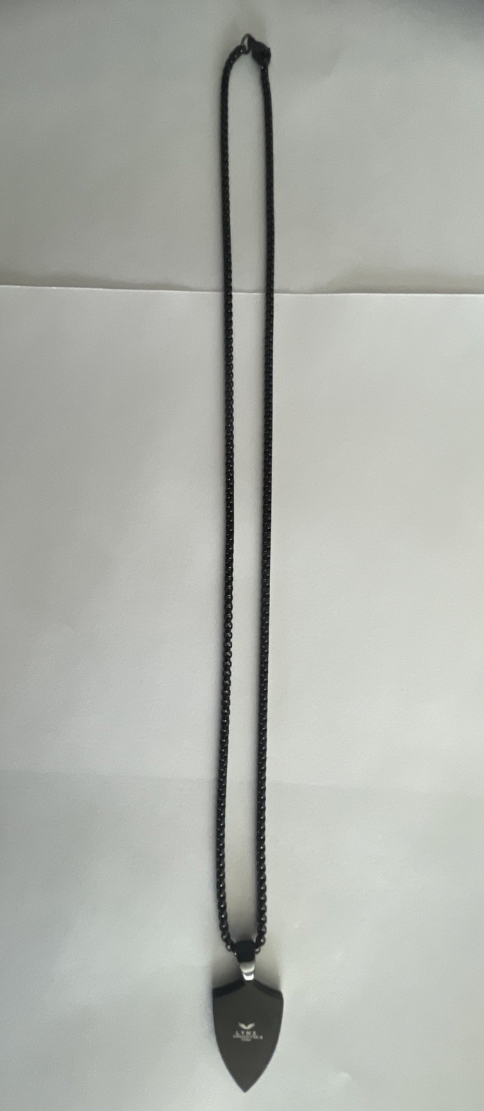 Hammered Shield & Cross Necklace Black & Yellow Ion-Plated Stainless Steel 24″
