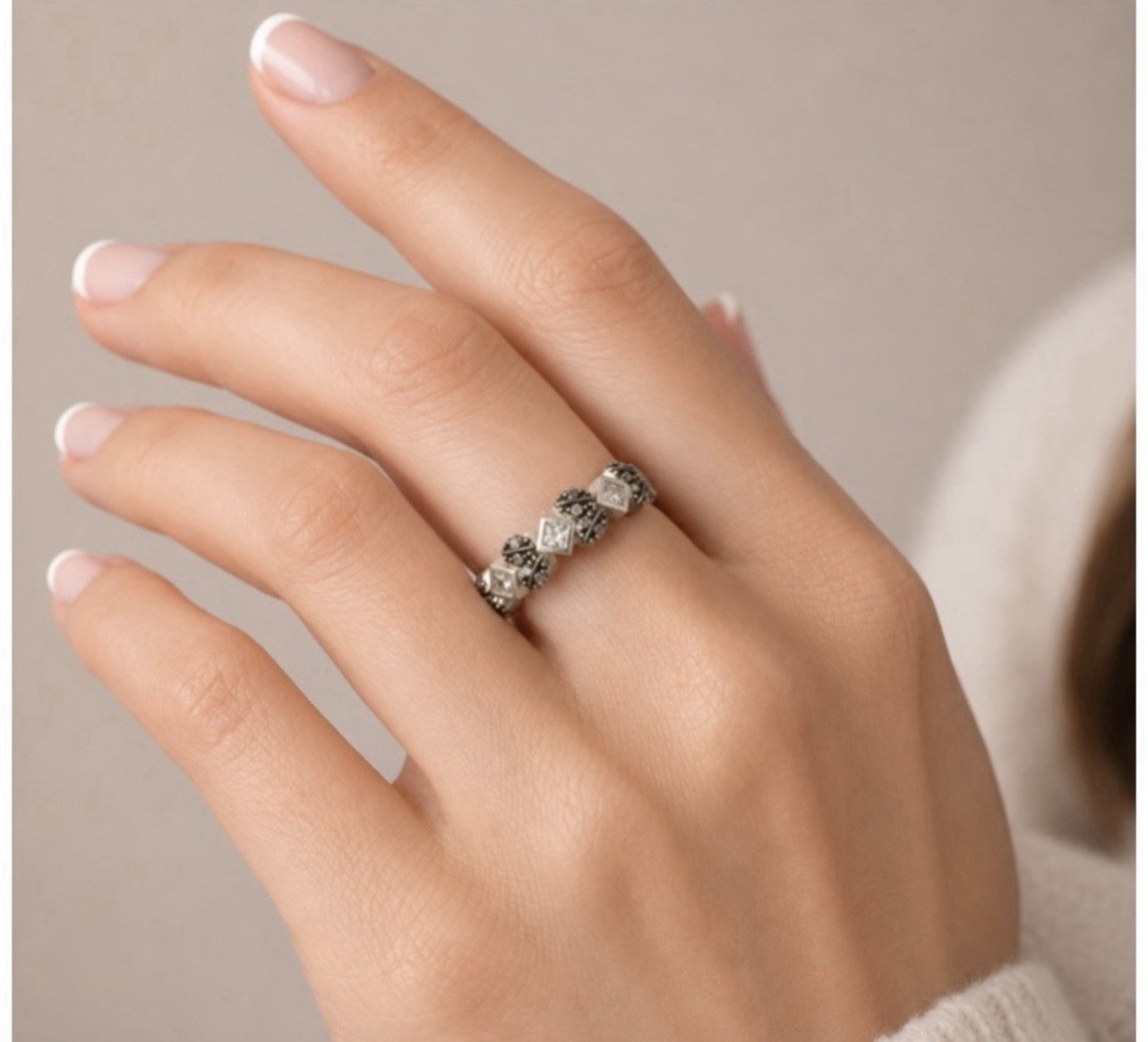 Freida Rothman FR 925 Sterling Silver Black Rhodium Matte FinishStacking Ring 8