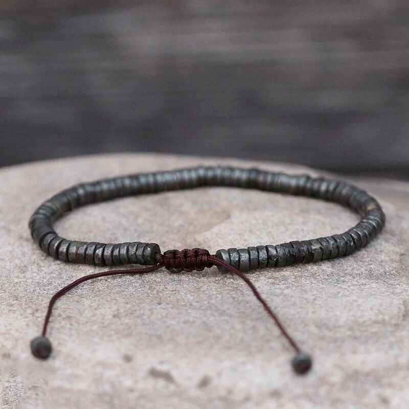 Natural Pyrite Stone Beads Crystal Healing Reiki Protection Woman Man Bracelet