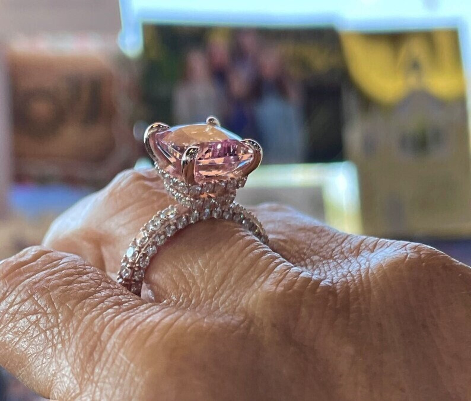 Silver Engagement Ring Morganite Art Deco Bridal’s Wedding Ring Gift For Her