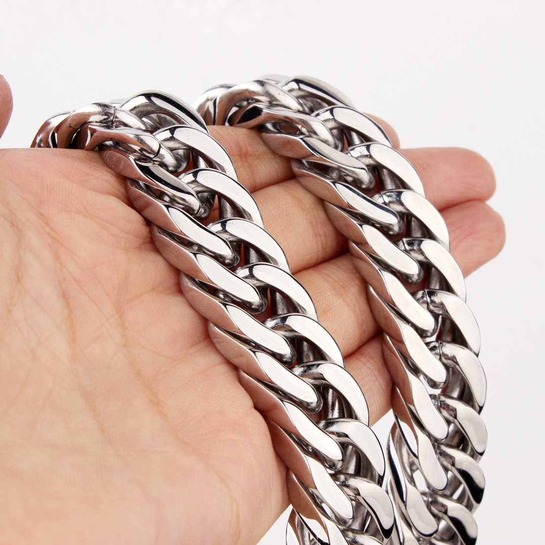 8mm-19mm 7-11″ Stainless Steel Silver Gold Black Cuban Women Mens Chain Bracelet