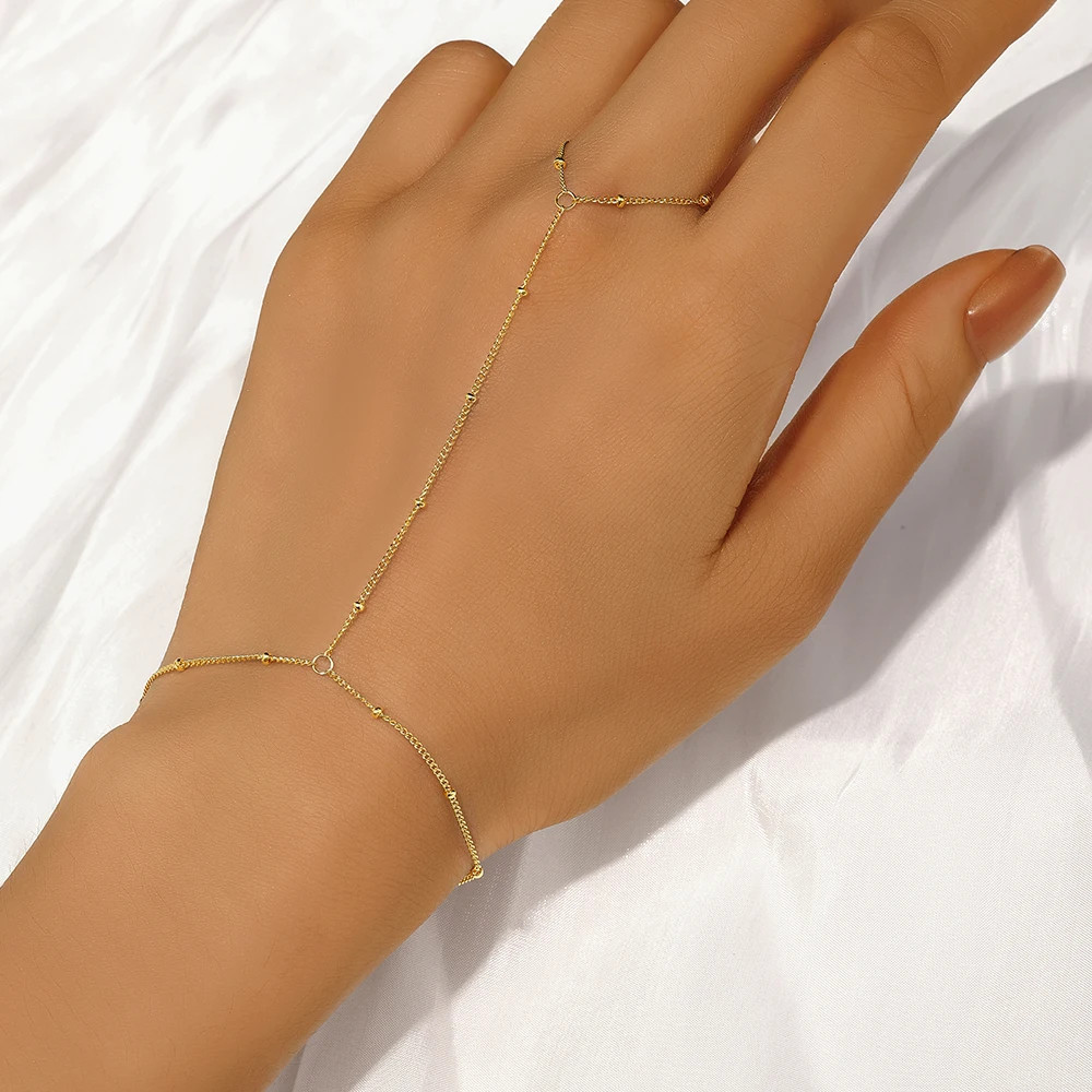 Sterling Silver Hand Chain Bracelet Heart Star Simulated Zirconia Jewelry
