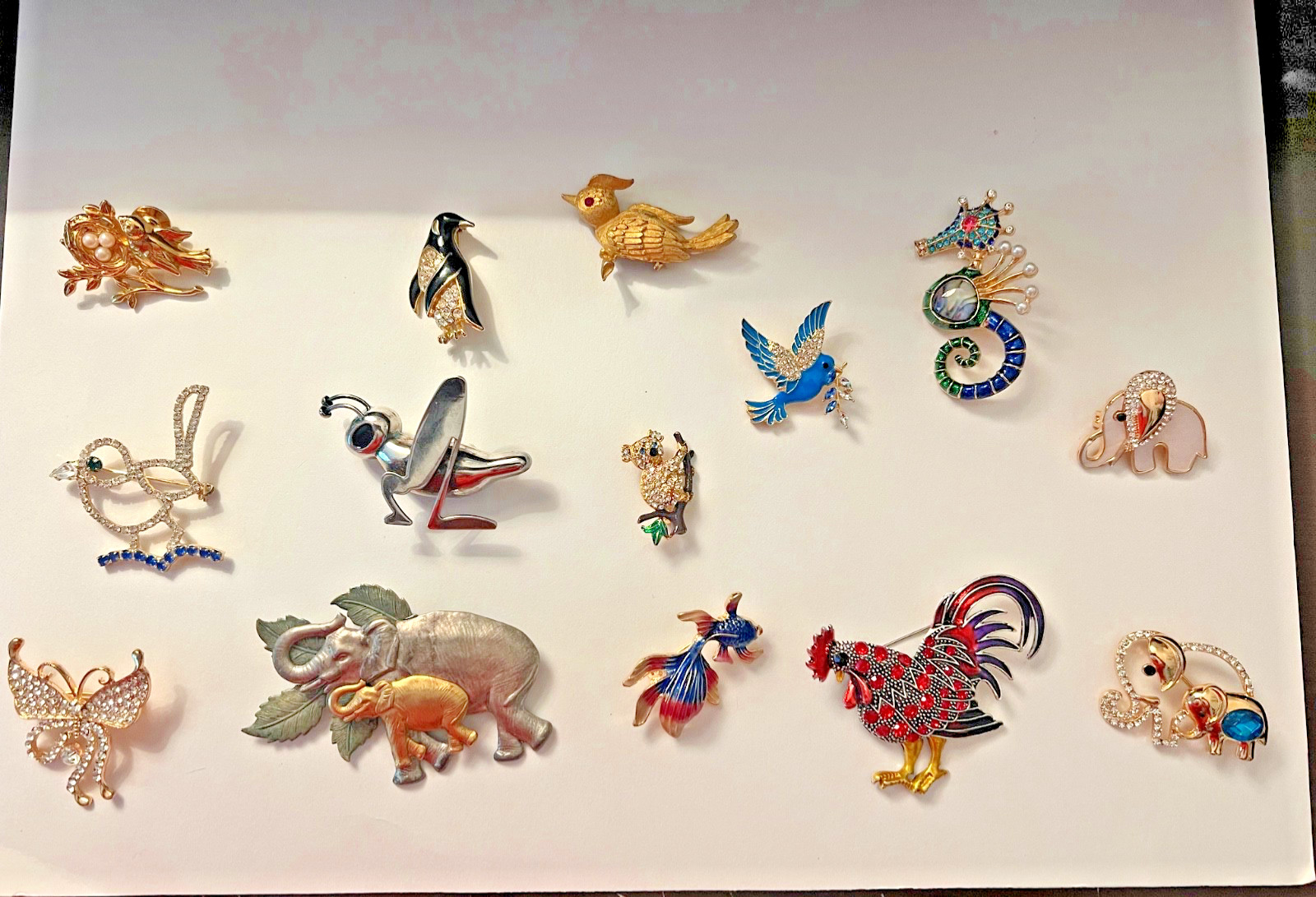 Lot of 14 Various Costume Brooches All Animals and Bugs.