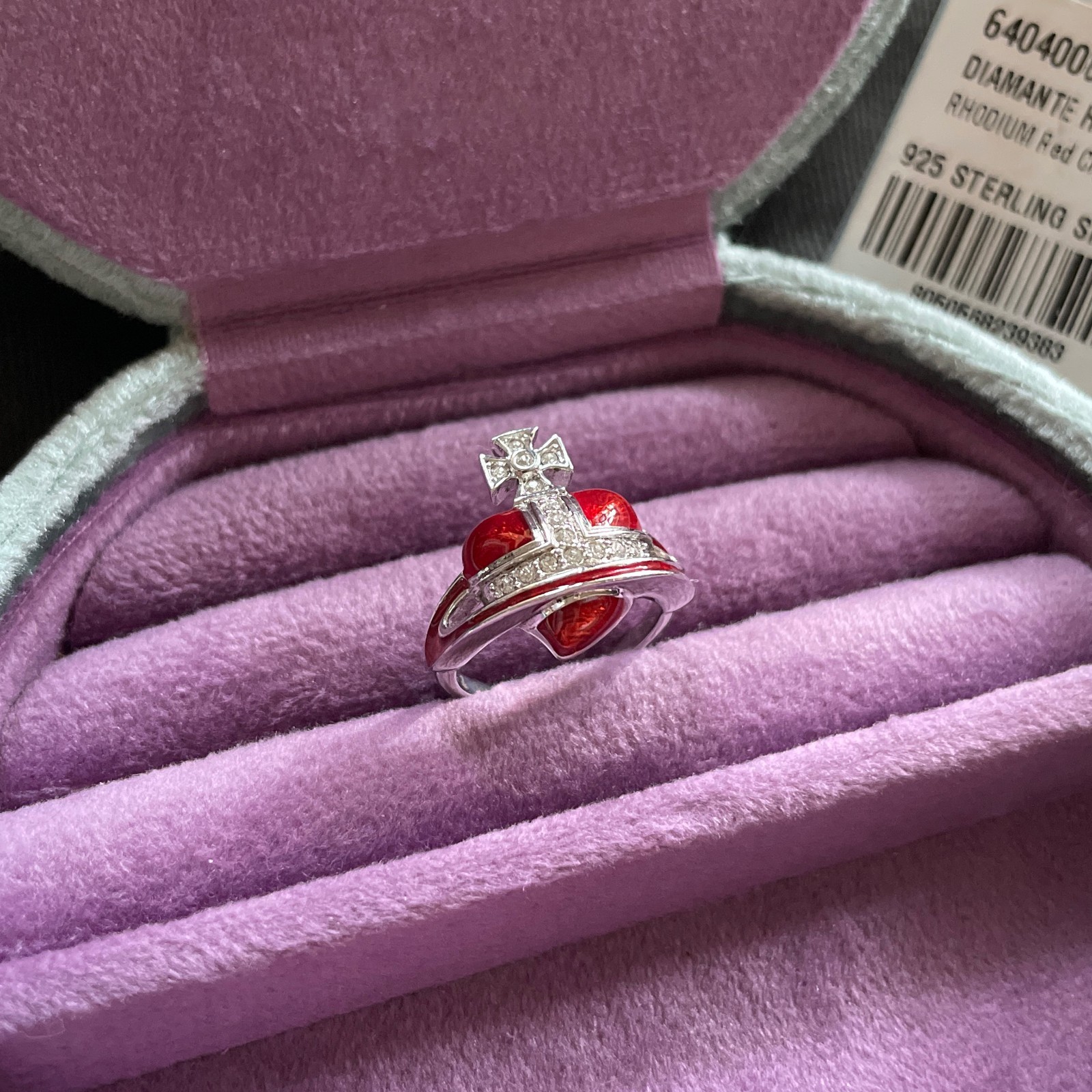 Vivienne Westwood Diamante Heart Ring Size M Rare 2022 Holiday Collection