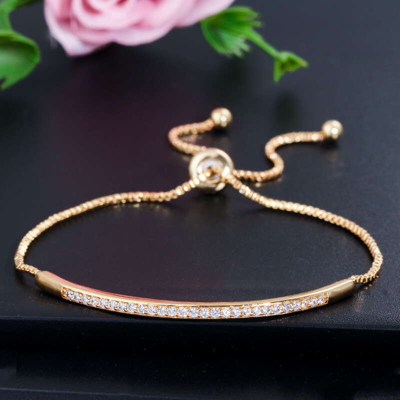 CWWZircons Adjustable CZ Rose Gold Bracelet Bangle for Women Fashion Jewelry