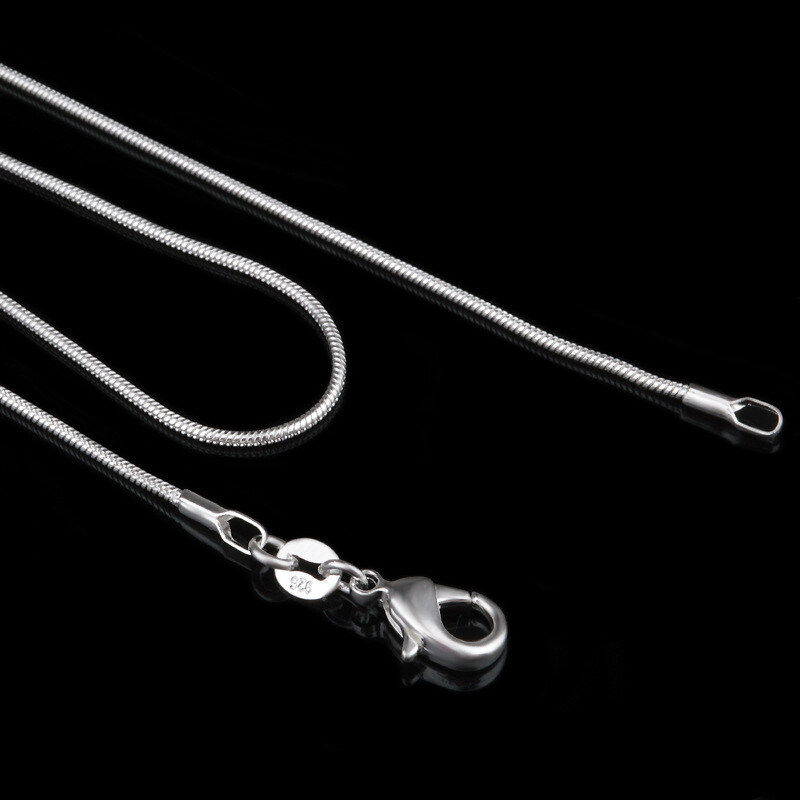 925 sterling solid Silver Plated 1mm snake chain Necklace 16/18/20/22/24inch