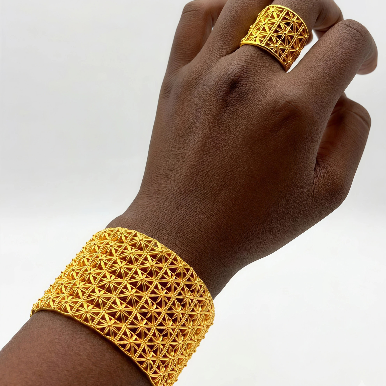 Indian Gold Color Tassel Bracelets Ring for Women Dubai African Hard Charm Bangl