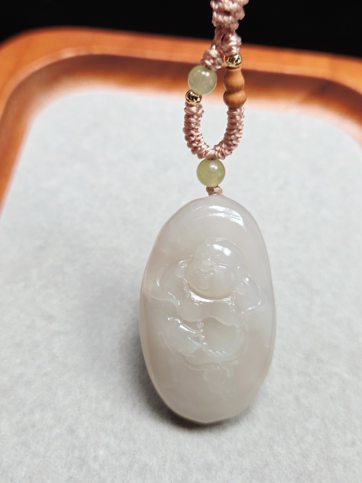 Natural White Hotan Jade Maitreya Buddha | Exquisite 12mm Thick Talisman