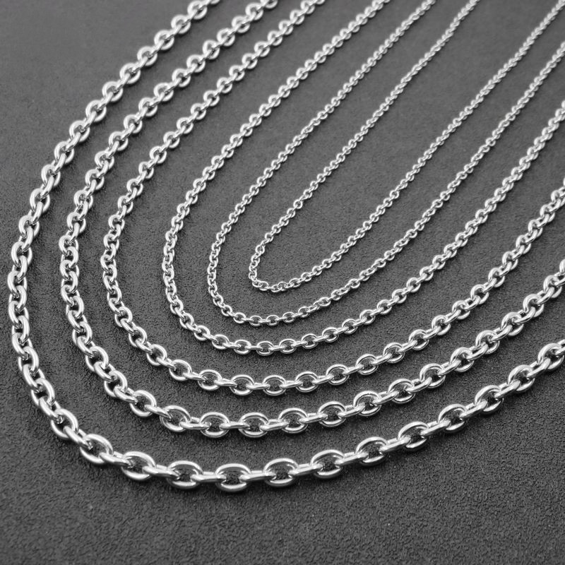 5pcs 1.6/2/2.4/3mm Stainless Steel “O” Rolo Link Chain Women Men Necklace Chains