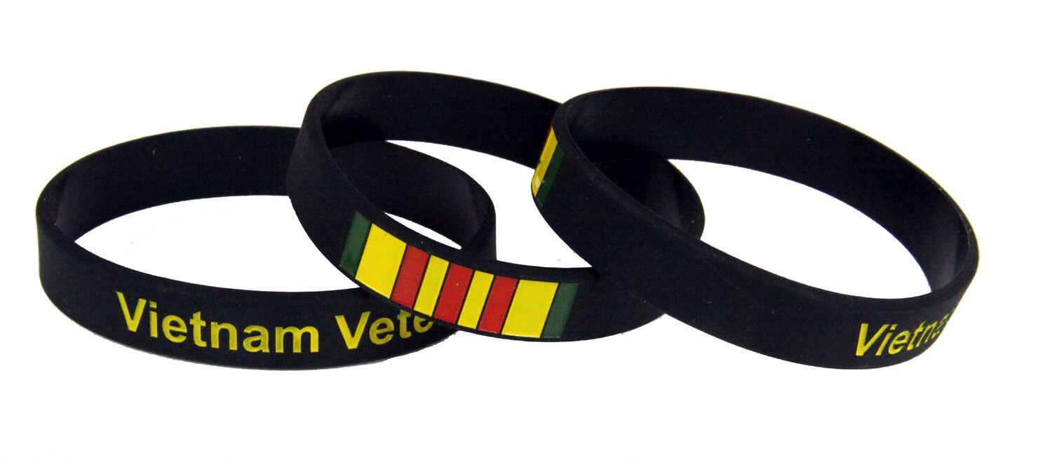 8170005 Set of 3 Vietnam Veteran Silicone Bands Adult Size Vet Bracelet Military