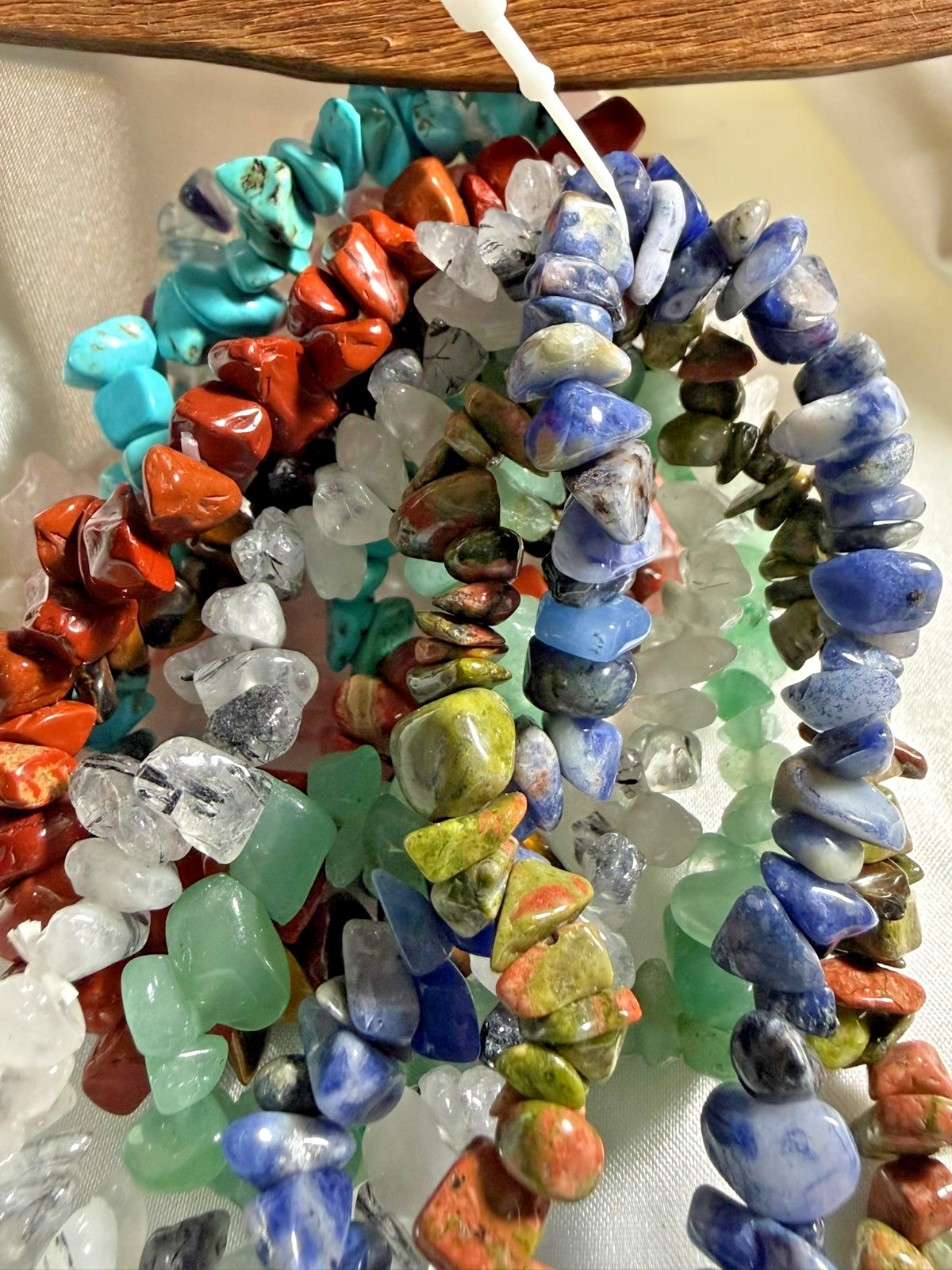 Mixed Lot 10 Pcs Gemstone Chip Bracelets 7.5″ Elastic Natural Stone Set NWOT