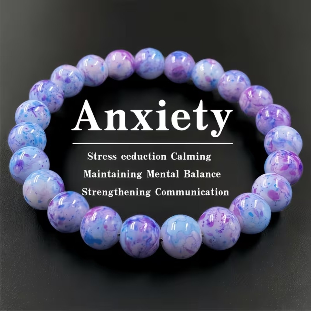 6PCS Natural Stone Bead Bracelet Set Love Luck Anxiety Stress Relief Gift 8mm