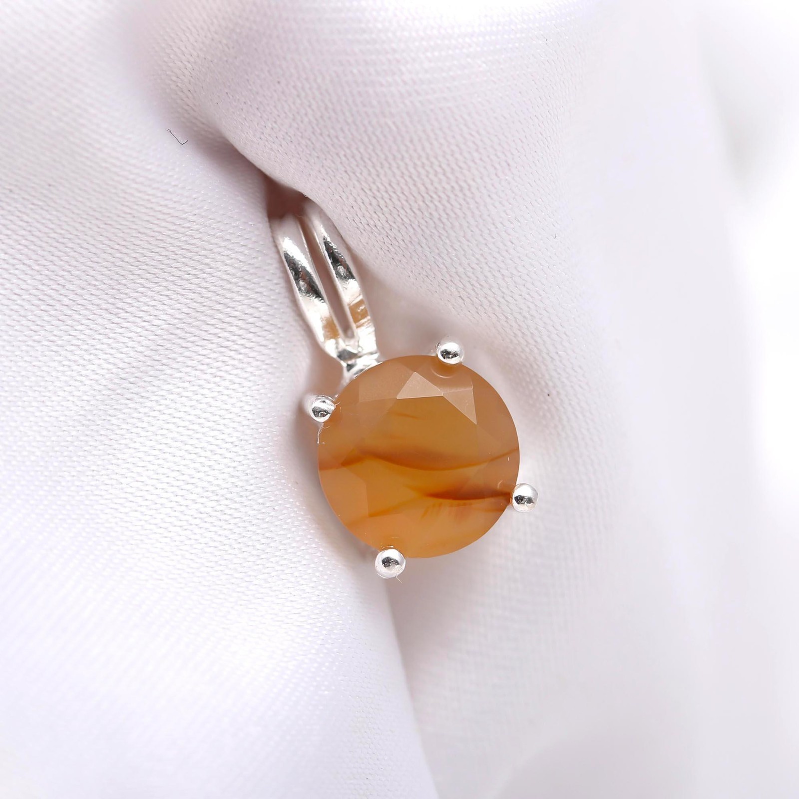 Natural Montana Agate Round Pendant 925 Sterling Silver Jewelry Gift For Lovers