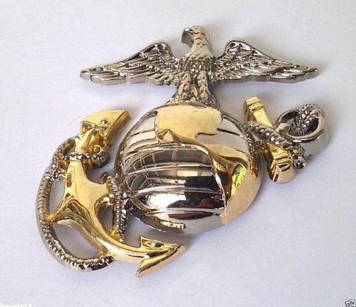 (2 PACK) USMC EMBLEM Left Gold-Silver (LARGE 1-5/8″) US MARINES Military Pin
