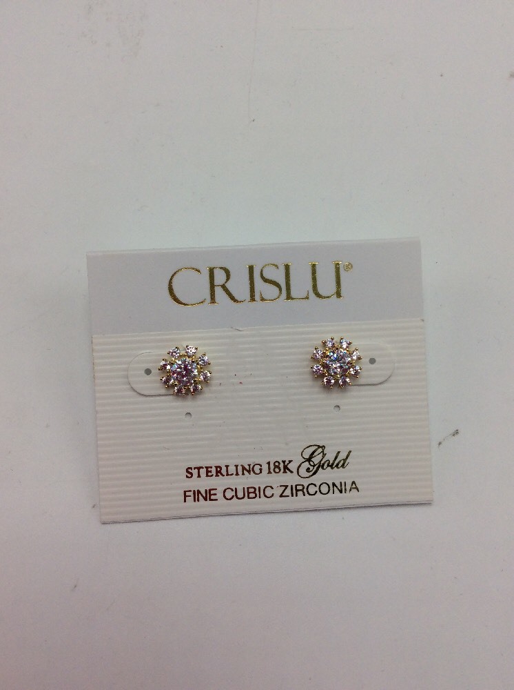 $98 Crislu Florettes Collection Gold Tone Stud Earrings C-14