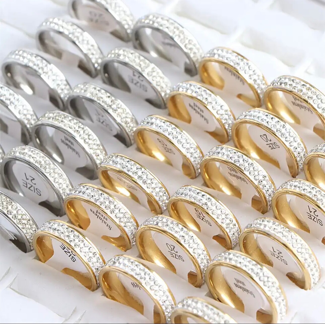 Stainless Steel 4MM 1 CTTW White CZ’s Band 3.2 grams (Silver or Gold Color)