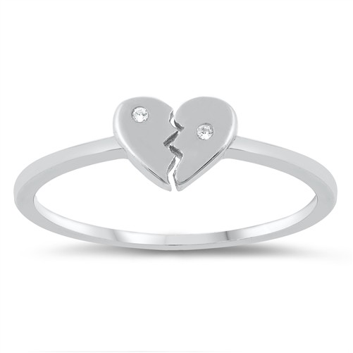 USA Seller Broken Heart Ring Sterling Silver 925 Best Price Jewelry Selectable