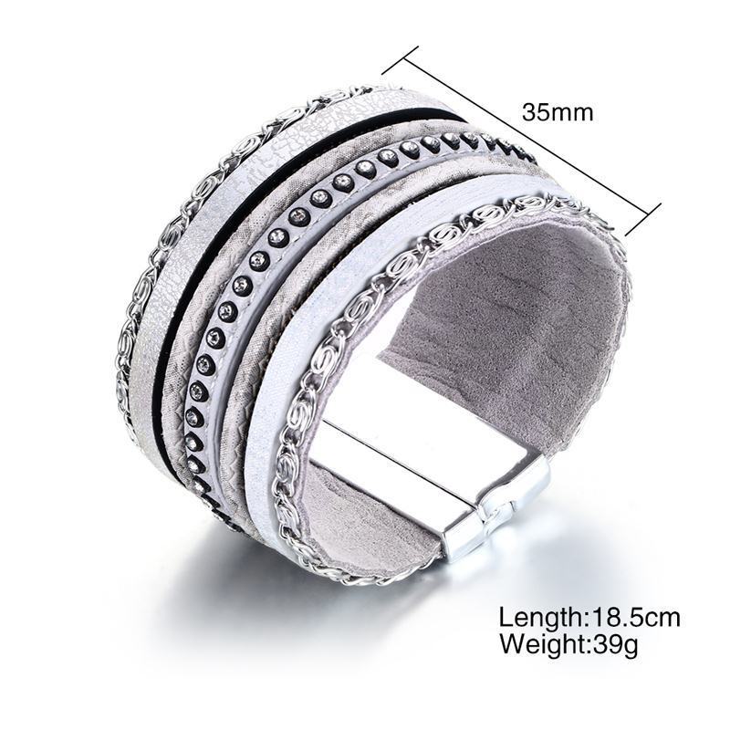 19.5cm Alloy PU Leather Magnet Clasp Band Bohemian Women’s Jewelry Brand New